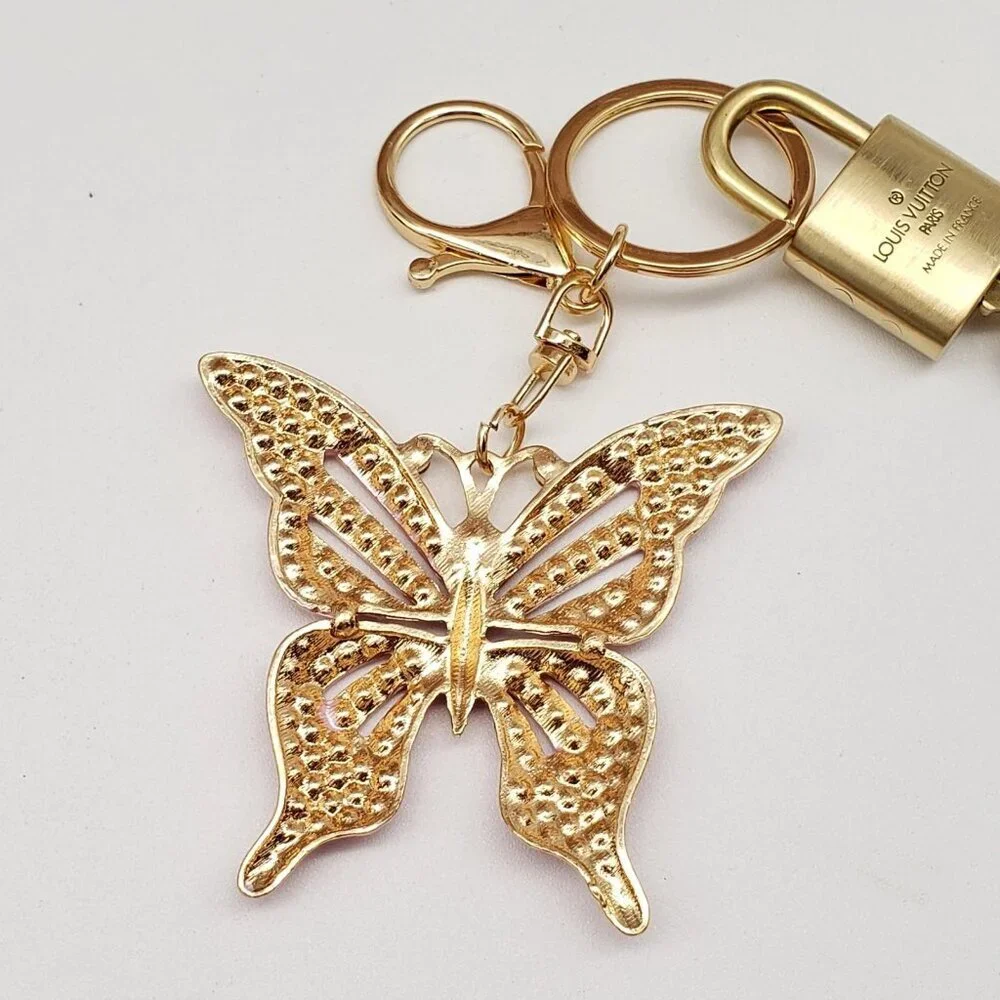 Authentic Louis Vuitton Lock & Key with Unbranded Butterfly Charm, Keychain - Picture 4 of 7